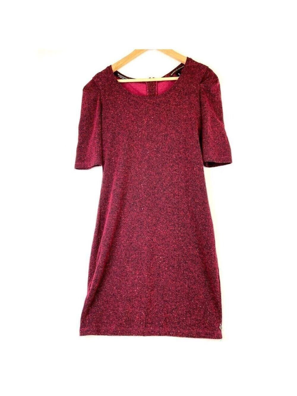 Maison Scotch Burgundy Tweed Knit Zip Sweater Dress Size 2